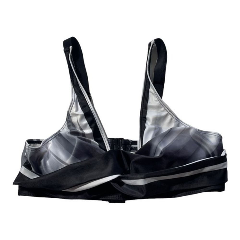 Black Bikini Top Denater Women’s Medium Swimsuit Top Black White Gray swim wear‎